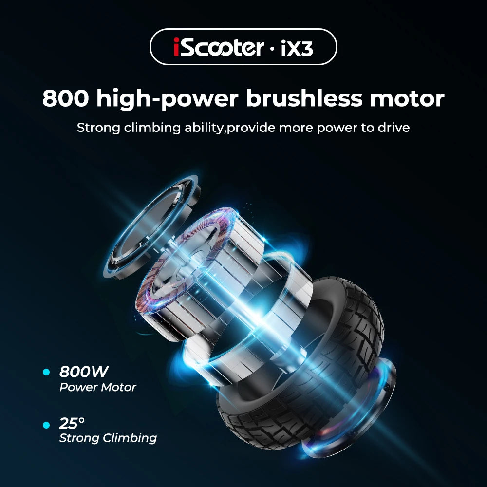 iScooter iX3 800W Powerful Electric Scooter 10inch Tubeless Off Road Tire Electric Kick Scooter 10Ah 40KM/H Scooter for Adults