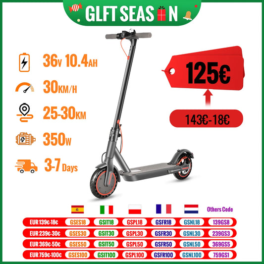 N7PRO 350W Adult Electric Scooter 36V 10.4Ah Escooter Kick Scooter Support APP Lightweight Long Range 30km Scooter EU Warehouse