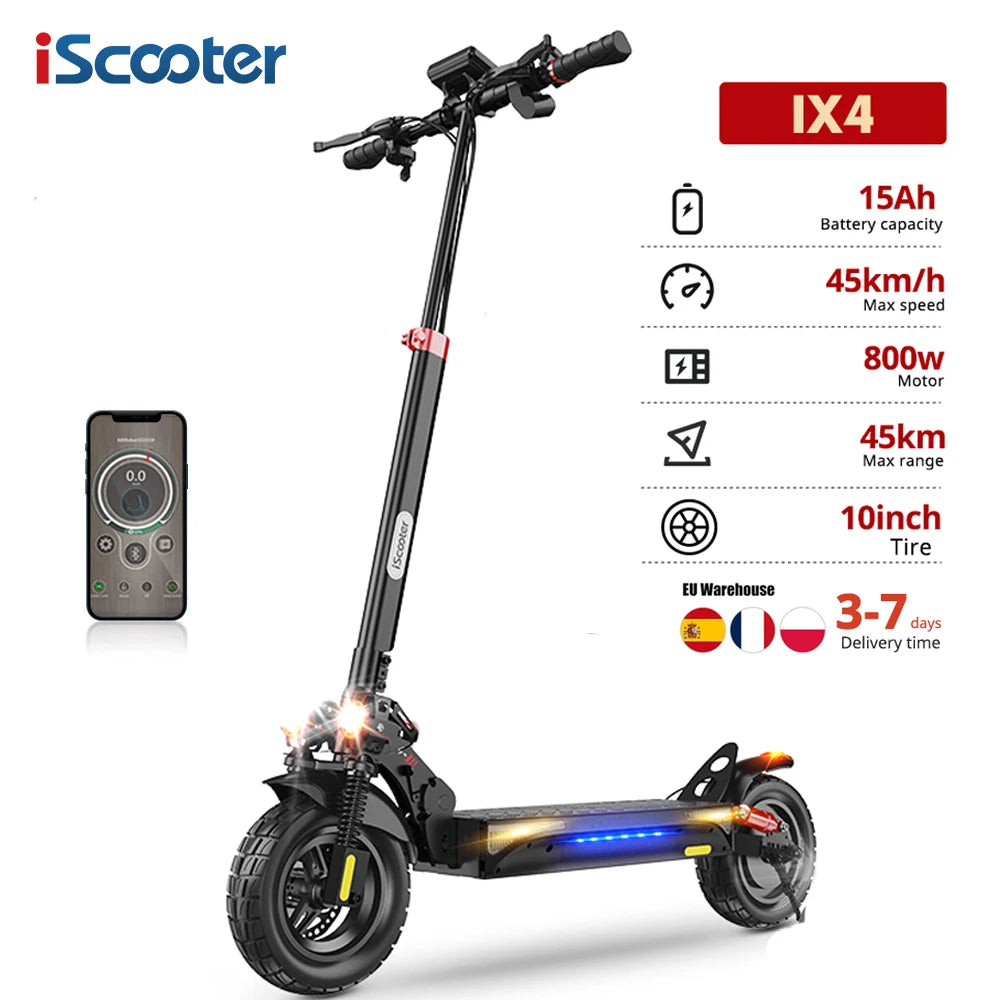 iScooter iX3 800W Powerful Electric Scooter 10inch Tubeless Off Road Tire Electric Kick Scooter 10Ah 40KM/H Scooter for Adults