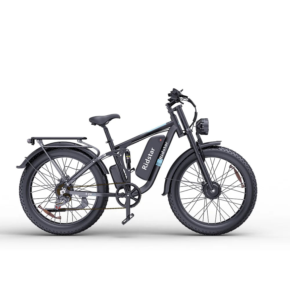 New Ridstar E26 Pro Ebike 2000W Dual Motor 48V 23Ah 26*4.0 Inch Fat Tire Mountain Electric Bike Full Suspension Electric Bicycle