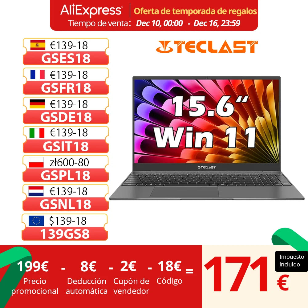 【New】 17,3 inch Teclast F17Plus laptop for Intel N95 16GB RAM 512GB SSD Windows 11 Notebook with 180 ° turn backlit keyboard mini-HDMI