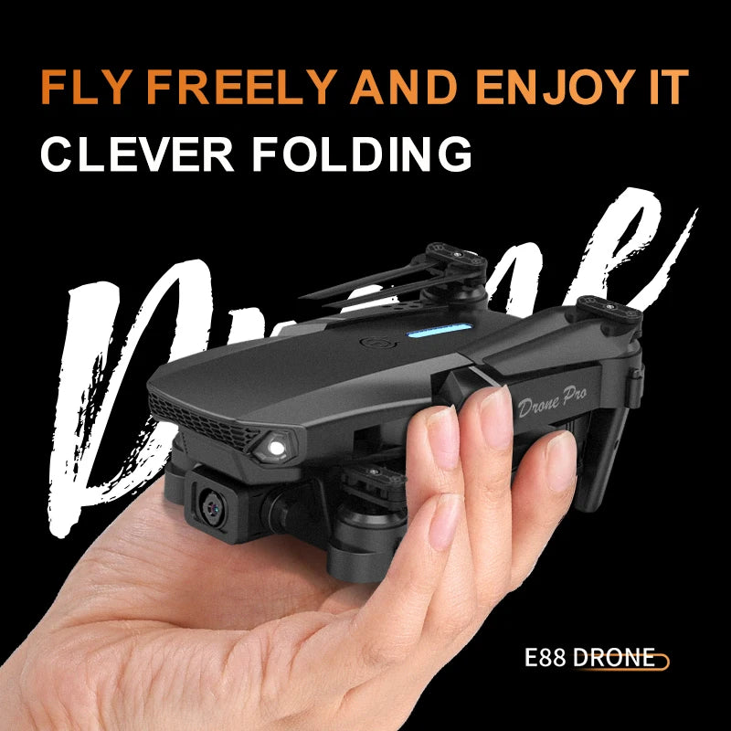 Professional mini remote control drone E88 4k HD aerial camera Wifi FPV dronfolding quadcopter RC helicopter Children's toy gift