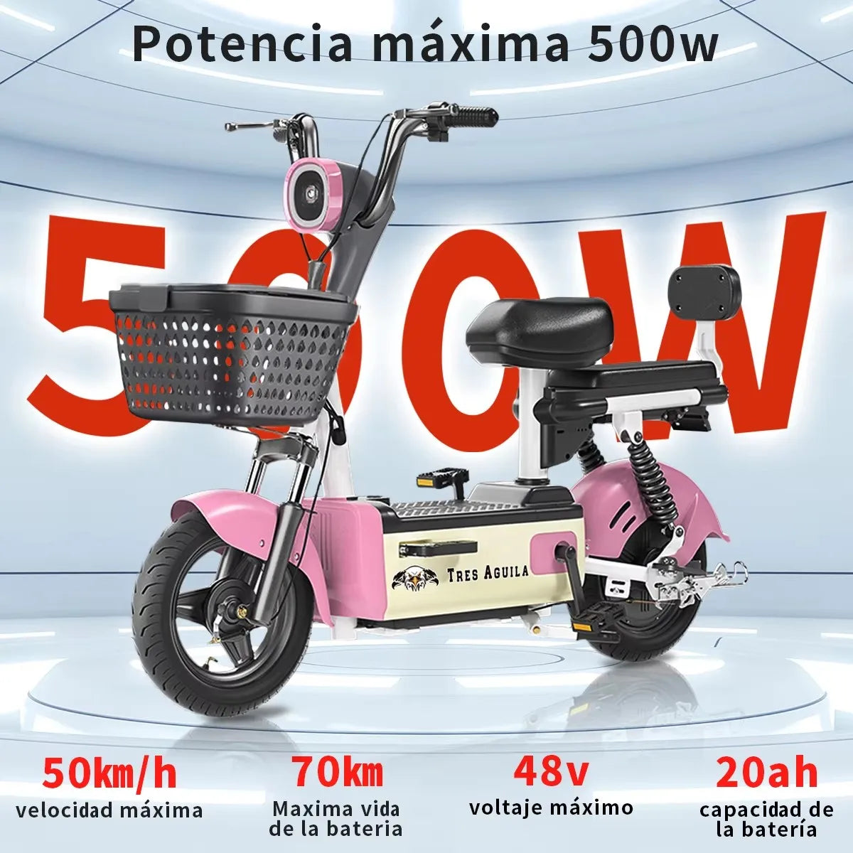 Ninoto Electric Bike for Adults Peak 500W Brushless Motor, 70km Electric bicycle 500Wh Removable Battery, 3-Speed, 14 "pulls