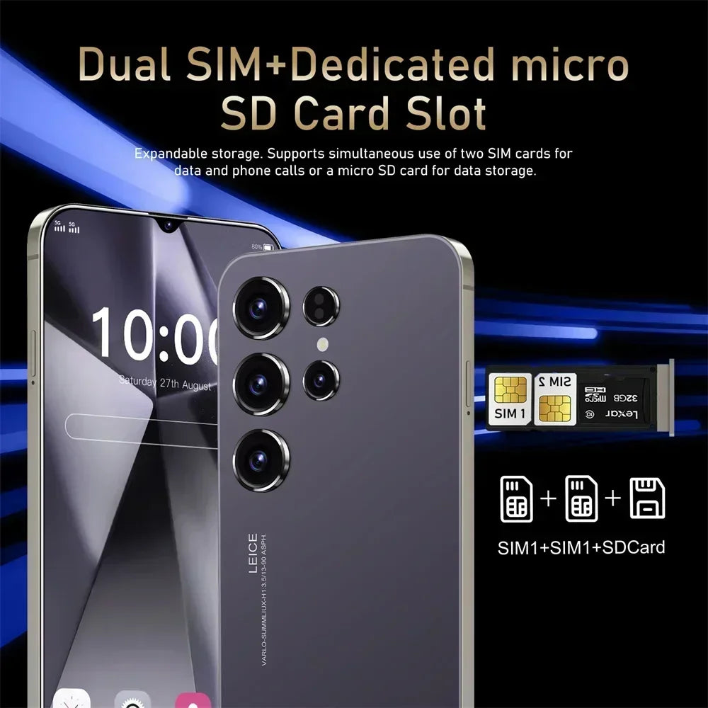 Original S24 Ultra Smartphone 5G 7.0 HD 16G+1T Android 14 Cell Phone Dual Sim Face Unlocked Mobile Phone Cellphones Telephone