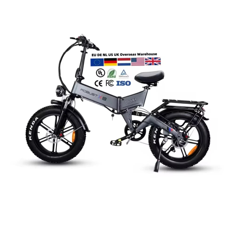 EU Warehouse 48V Electric Bike 1000W Fatbike Electric Mountain Folding Bike Full Suspension Ebike