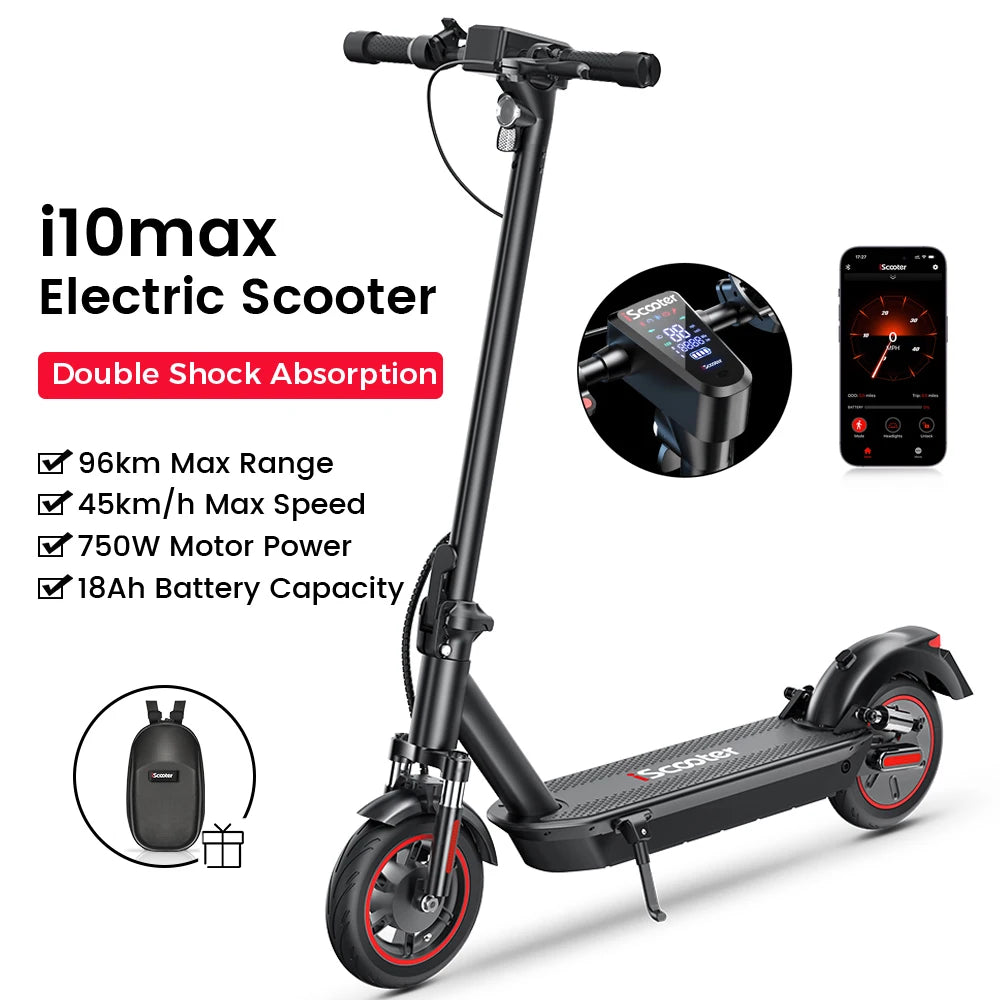 iScooter i9max Electric Scooter 500W 10inch Foldable Scooter 10Ah Electric Kick Scooter 40km Range eScooter 35km/h Speed WithAPP