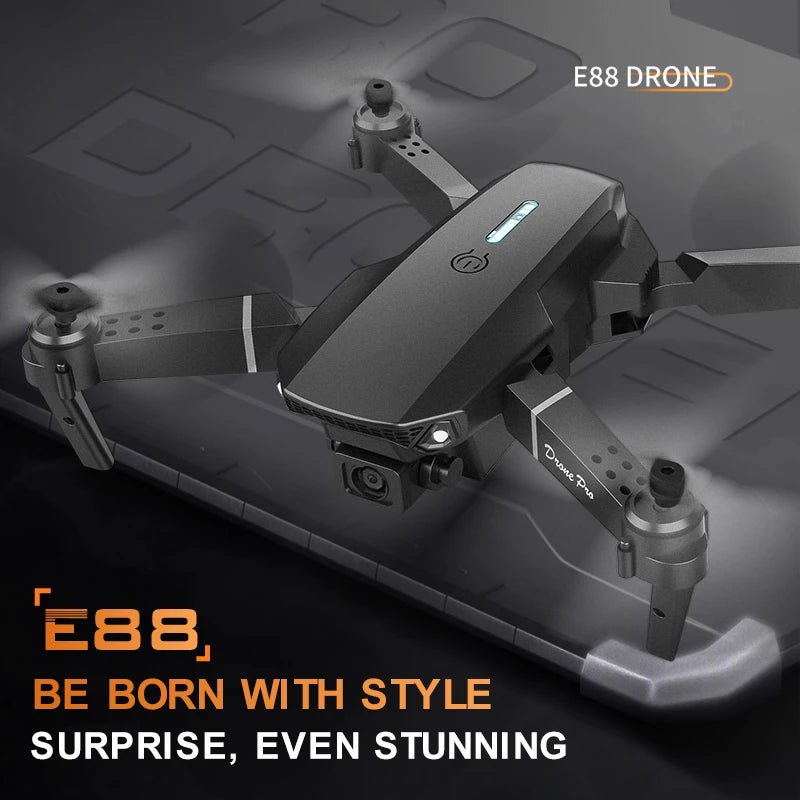 Professional mini remote control drone E88 4k HD aerial camera Wifi FPV dronfolding quadcopter RC helicopter Children's toy gift