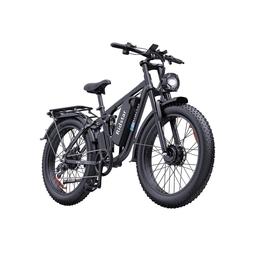 New Ridstar E26 Pro Ebike 2000W Dual Motor 48V 23Ah 26*4.0 Inch Fat Tire Mountain Electric Bike Full Suspension Electric Bicycle