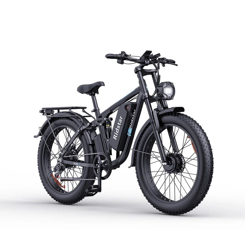 New Ridstar E26 Pro Ebike 2000W Dual Motor 48V 23Ah 26*4.0 Inch Fat Tire Mountain Electric Bike Full Suspension Electric Bicycle