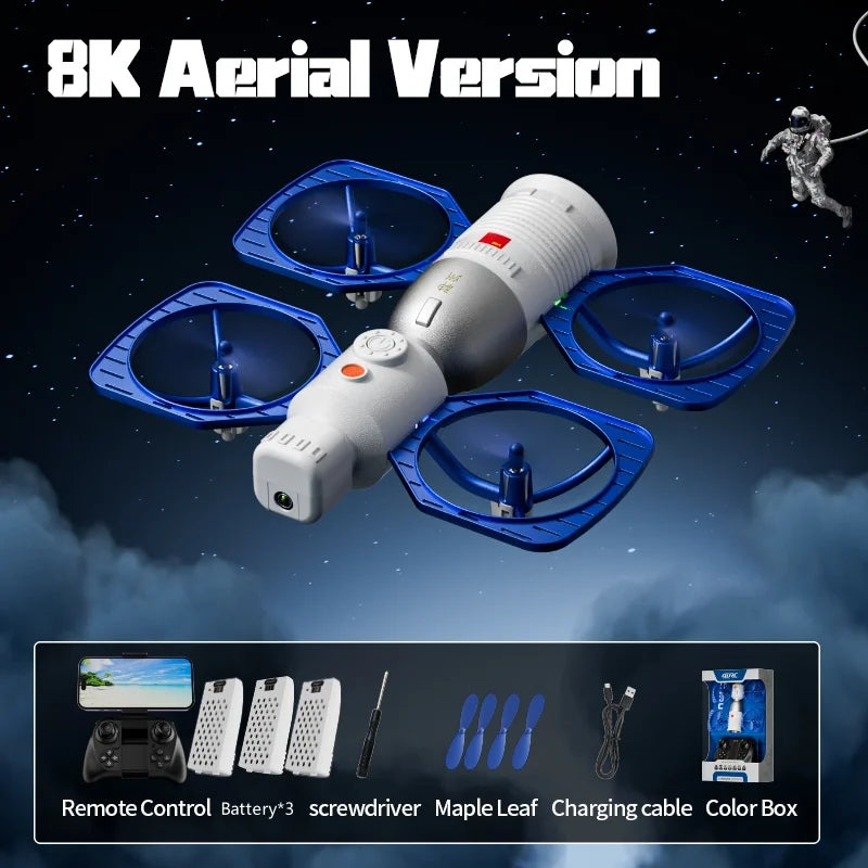 Satellite Style Optical Flow Positioning WIFI FPV RC Drone 8K Dual Camera Headless Mode LED Lighting Remote Control Quadcopter