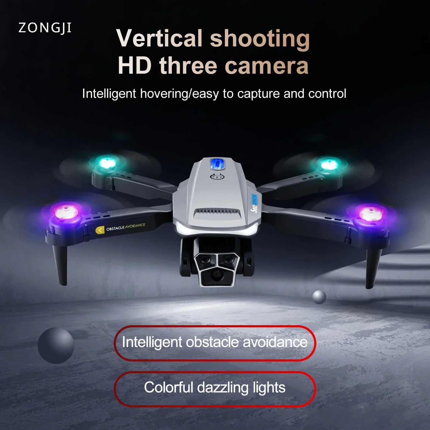 S82 Remote Control Drone 4K HD Triple Camera Aerial Photography Optical Flow Helicopter Obstacle Avoidance Remote Control Toy