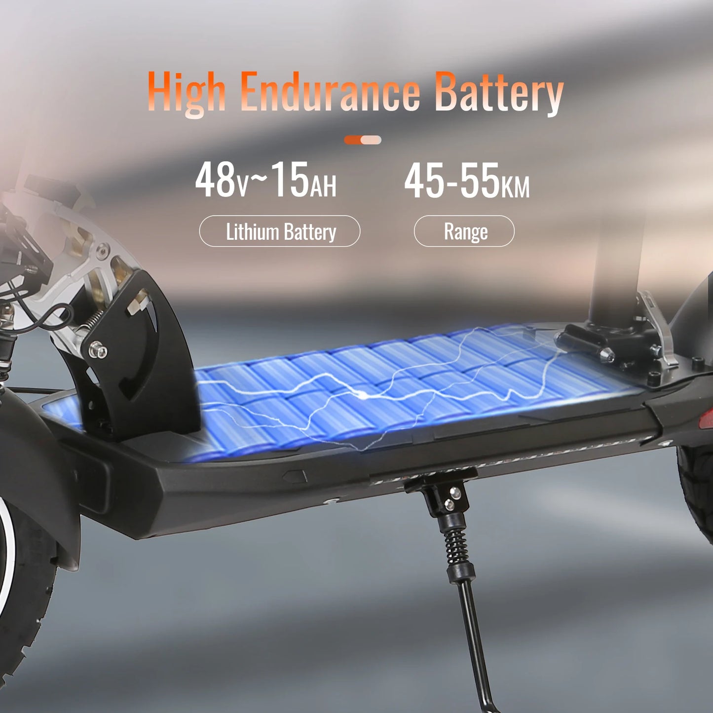 800W Powerful Electric Scooter 48V 15Ah Max Speed 50km/h 50km Range 10'' Tires Dual Shock Absorbing Folding EScooter for Adults