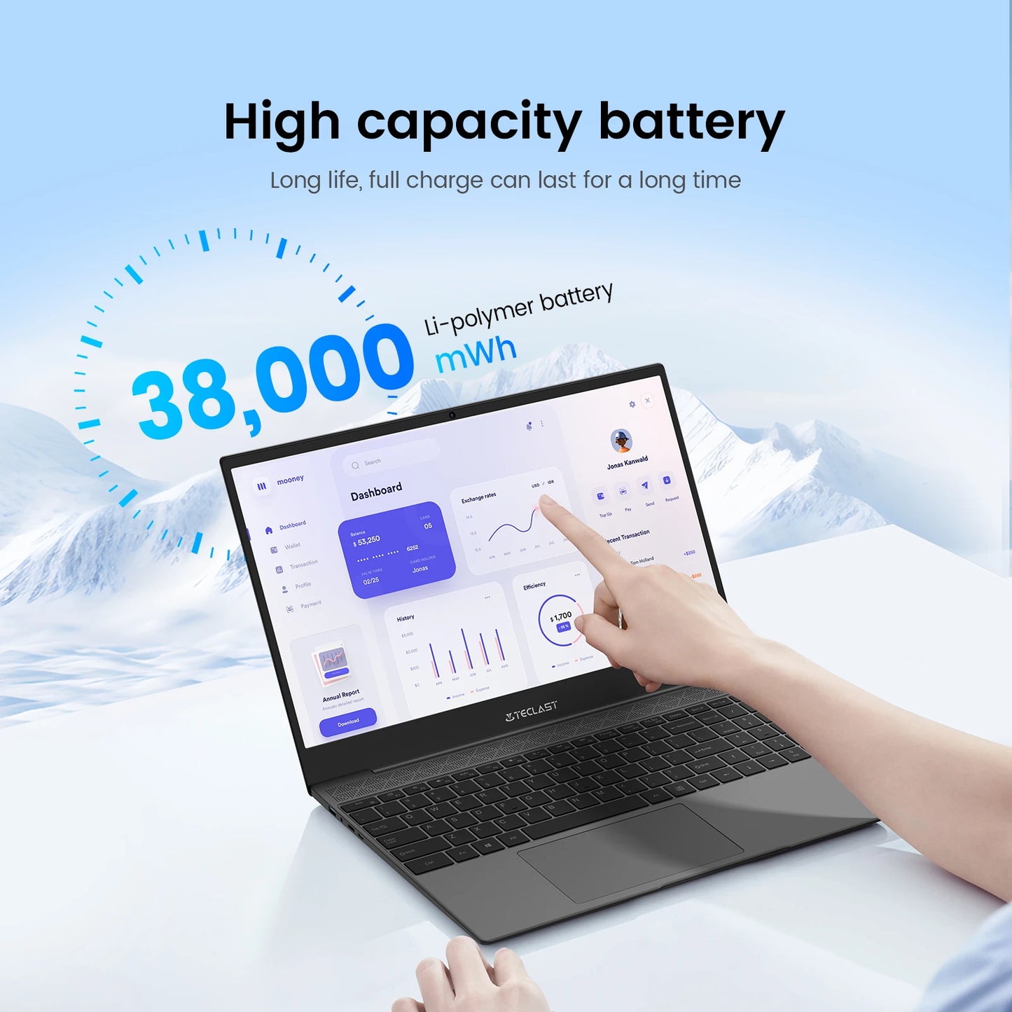 【New】 17,3 inch Teclast F17Plus laptop for Intel N95 16GB RAM 512GB SSD Windows 11 Notebook with 180 ° turn backlit keyboard mini-HDMI