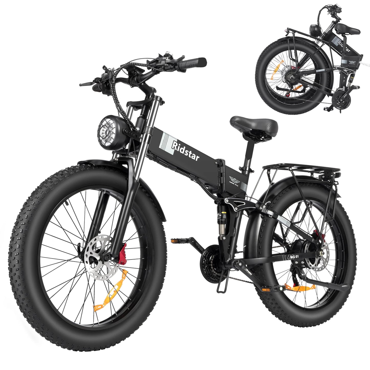 Ridstar H26 PRO Folding Electric Bicycle 1500W Motor 48V23AH Battery Hydraulic Brake E Bike 26*4.0 Inch Fat Tire Electric Bike