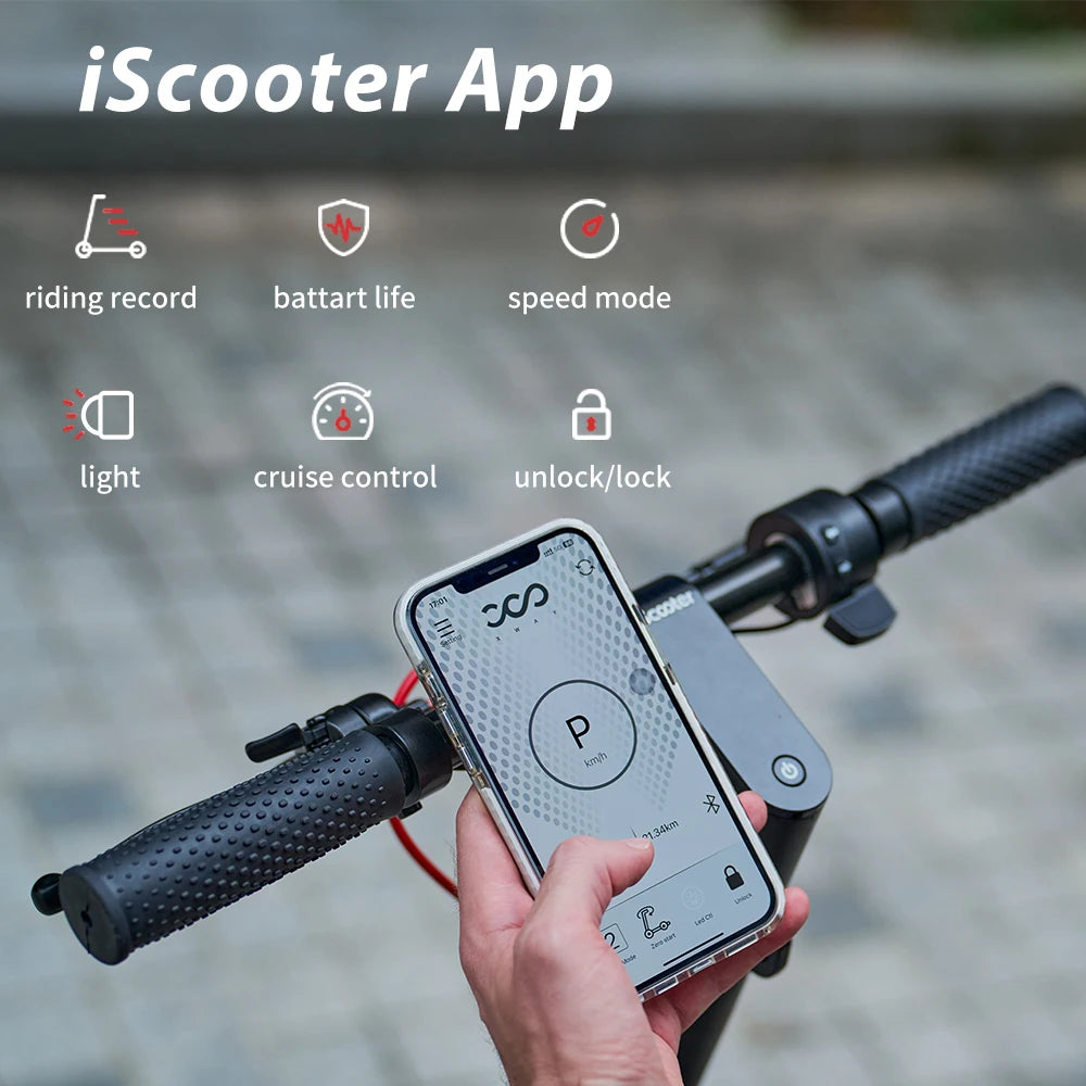 iScooter 9.3 Inch Electric Scooter W8 48V 10.4Ah Battery 500W Motor 30-40km Max Range 4-Speed Modes Off-Road Tire With App