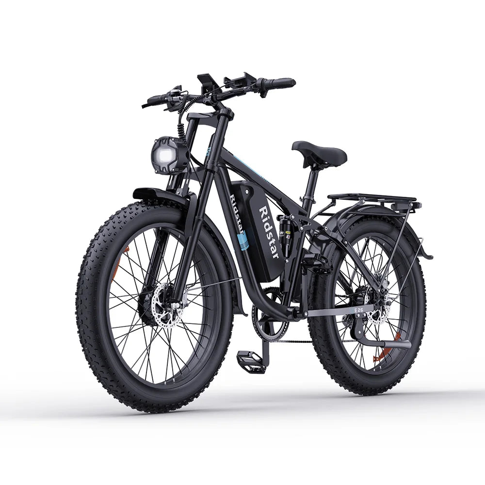 New Ridstar E26 Pro Ebike 2000W Dual Motor 48V 23Ah 26*4.0 Inch Fat Tire Mountain Electric Bike Full Suspension Electric Bicycle